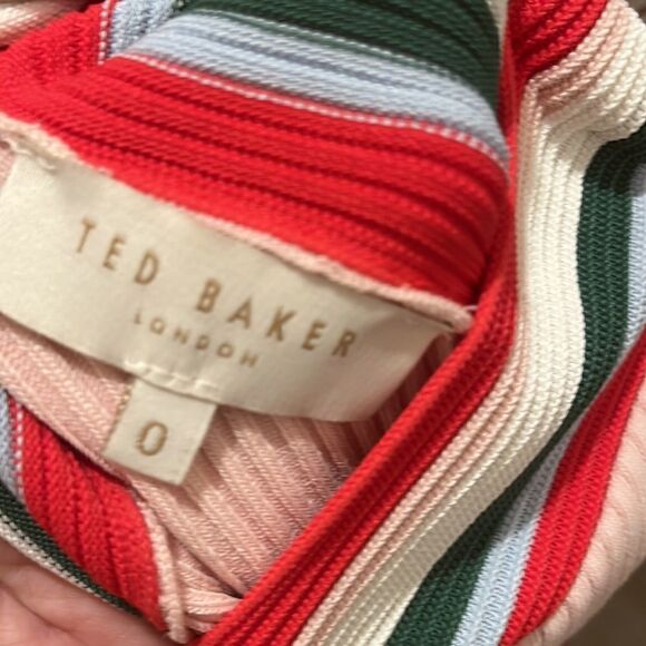 Ted Baker striped bodycon dress candy cane 0 - Picture 3 of 4